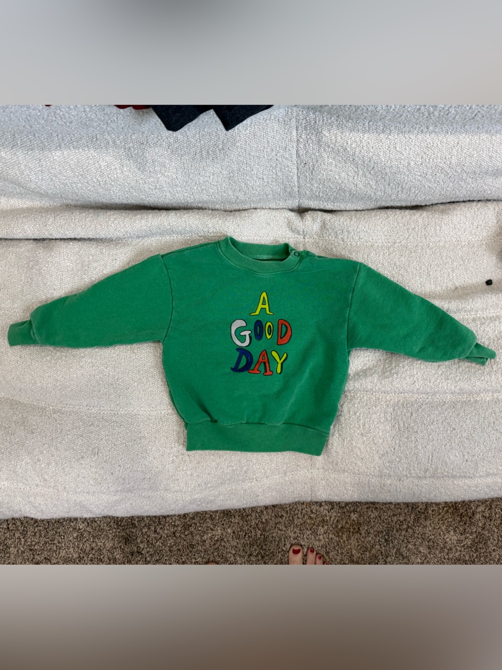 The Animals Observatory, 'A Good Day' Green Pullover Sweatshirt, 18 Months
